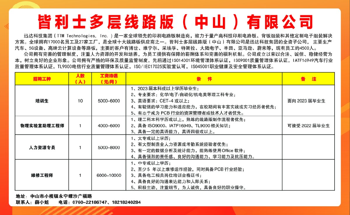 中山三乡最新招聘信息汇总